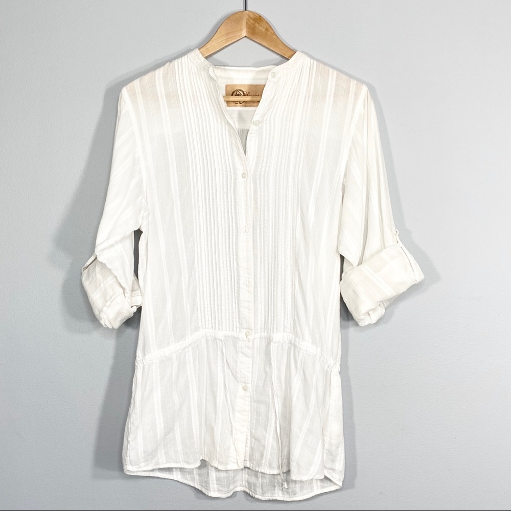 LUCKY BRAND button down casual drawstring blouse M